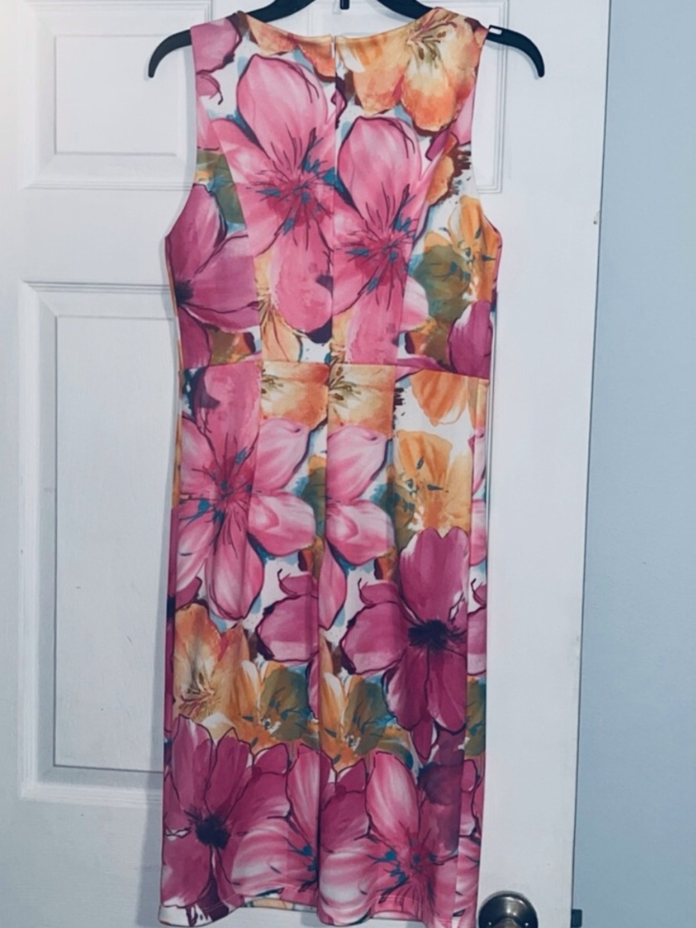 Ovi Fuchsia Pink Yellow Floral Print Sleeveless Sheath Lined Dress NWOT - Picture 4 of 16
